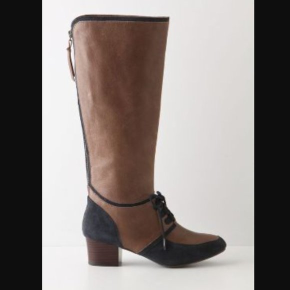 NIB Anthopologie Navy Blocked Knee-Boots - Picture 4 of 9